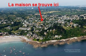 the beach of perros guirec from the sky